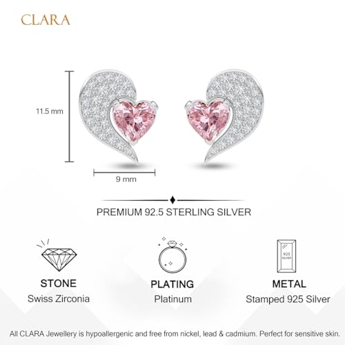 Image of CLARA 925 Sterling Silver Stud Earrings | Platinum Plated | Daily Wear |Gift for Women and Girls