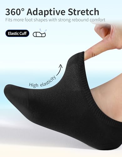 Image of CLOSEMATE Mens No Show Socks Cotton Thin High Elasticity Low Cut Ankle Socks with Non Slip Grips 6 Pairs