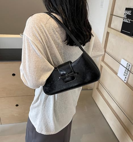 Image of Shoulder Bag for Women, Hobo Handbags Trendy Y2K Purses Patent Leather Clutch Bag Cute Bow Purse