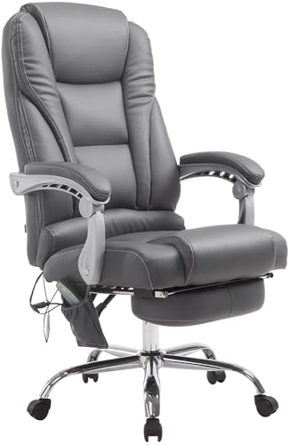 CLP Silla De Oficina De Masaje Pacific V2 En Polipiel I Silla De Escritorio Regulable En Altura I Silla De Masaje De Ordenador Giratorio, Color:Gris
