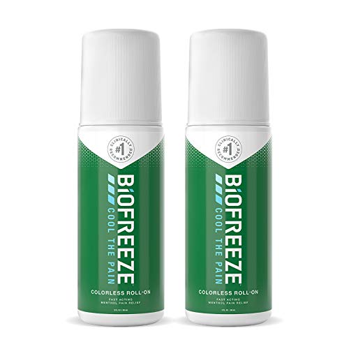 Biofreeze 13868 Pain Relief Roll-On, 3 oz. Colorless Roll-On, Fast Acting, Long Lasting, & Powerful Topical Pain Reliever, Pack of 2 (Packaging May Vary)