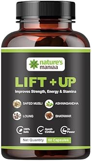Nature's Mania Lift up Capsule for Men (60 Capsules) | Original Ayurvedic Male Fertility Supplement | Ashwagandha, Safed Musli, Shatavri & Laung Extract | Ayush Certified & Lab Tested