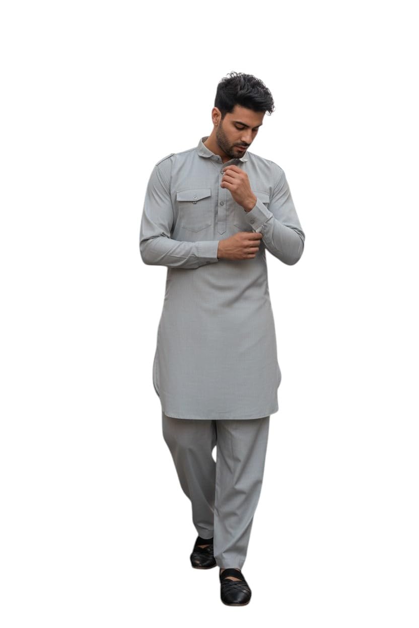 Men's Pathani Suit Set | Cotton Blend Kurta & Pajama Set for Men | Traditional Ethnic Wear for Festivals, Weddings & Casual Occasions-picture-25