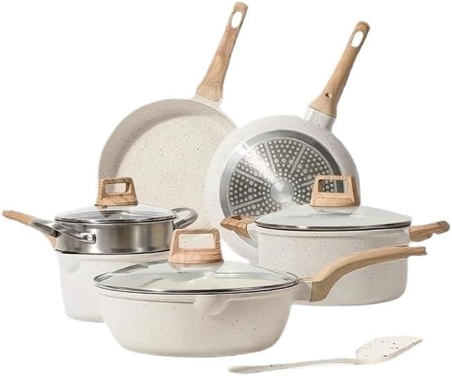 Easy to clean Tourmaline Non Stick Pan Soup Pot Frying Stir Steaming Boiling Milk Induction Cooker Cookware Set Kitchen