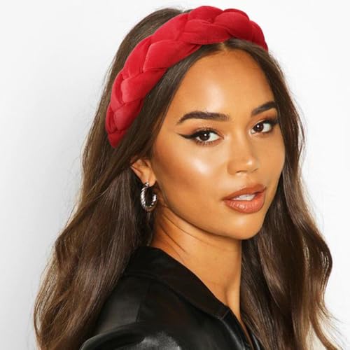 Image of DRESHOW Braided Headbands for Women Velvet Hair Hoop Elastic Criss Cross Hair Bands Accessories