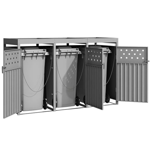 ESTEXO Mülltonnenbox Aus Edelstahl - Verkleidung Mit Pflanzdach Für 240 Liter Tonnen