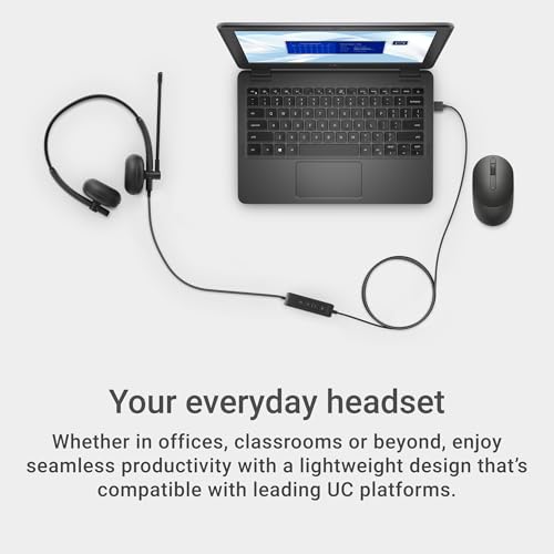 Image of Dell Wired Headset WH125, Boom Mic, Black | USB Type-A, Mac & Windows, Leatherette Cushions, 270 Rotational Mic, Computer Use