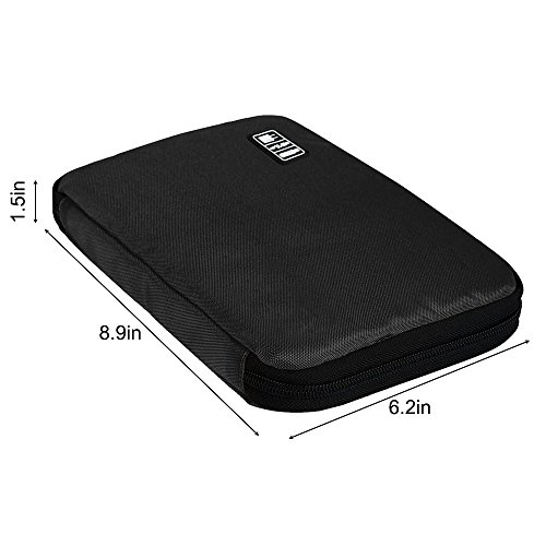 YuCool Cable Organizer Electronics Accessories Case, 2 Pack Portable Travel Bag for Hard Drive, USB, Phone Charger, Charging Cable, Power Bank - Black, Blue - Thumbnail 5