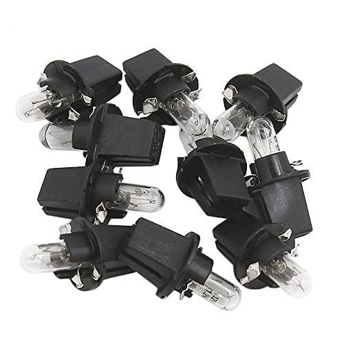 sourcing map 10 Pcs DC 12V 1,2W T5 Ampoule Tableau de Bord Jaune Clair pour Voiture Interne
