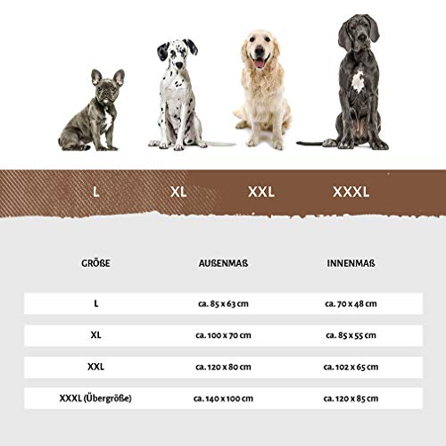 Knuffelwuff Orthopädisches Eck Hundebett Marlie Hundesofa aus Velours mit Handwebcharakter L 85 x 63cm Lehne Rechts Grau - abnehmbarer Bezug - waschbar - für große, mittelgroße und kleine Hunde