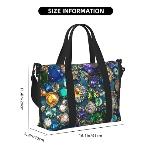 diamond colorful print Travel Duffel Bag, Sports Tote Gym Bag, Swim Pool Bag Large Shoulder Tote Bag for Beach Weekender4