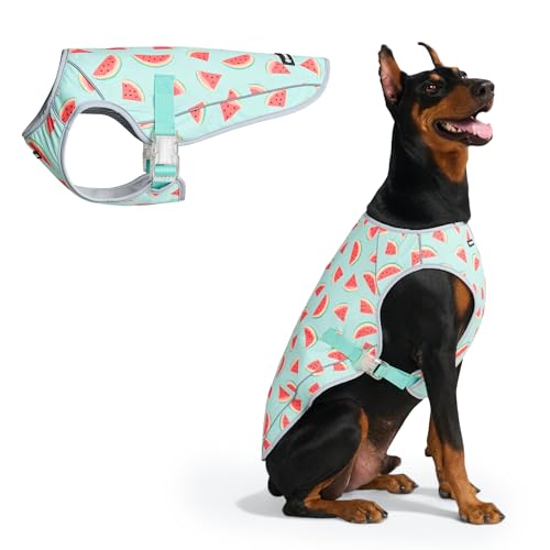 Image of Spark Paws Dog Cooling Vest - SPF 50 UV Sun Protection - Summer Heat Relief Gear for Dogs, Lightweight, Evaporative Cooling - Dog Anxiety Relief Vest During Hot Days - Watermelon - Size 4XL