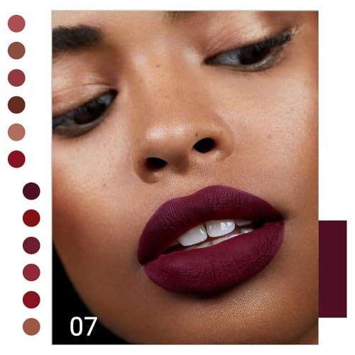 Image of evpct 1Pcs Plum Purple Silky Velvet Matte Liquid Lipstick Lip Gloss Set for Women Long Lasting 24 Hours Color Stay Lipstick 07#