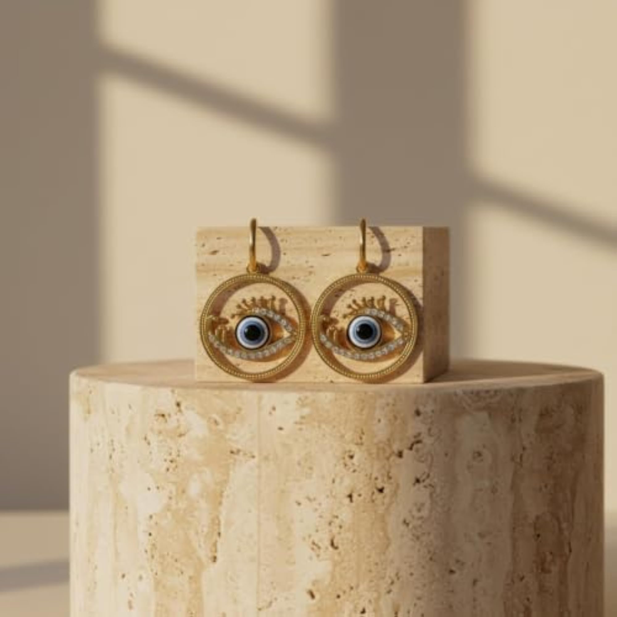 Women's Evil Eye Hoop Earrings, Protective Charm
