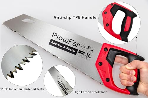 PLOWFAR 350mm Universal Hand Saw 11 TPI Fine Cut Wood Saw 14 inch for Woodworking, Red 4 PLOWFAR 350mm Universal Hand Saw 11 TPI Fine Cut Wood Saw 14 inch for Woodworking, Red - Image 4