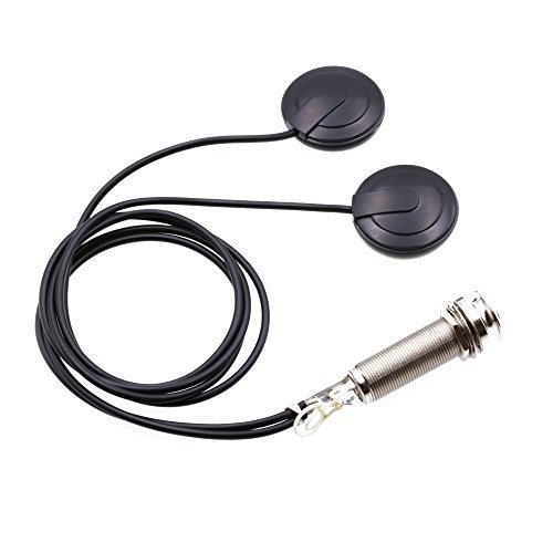 ASCENDAS 21-INCHES Wire Length 1/4 Inch Output Jack 2 In 1 Piezo Pickup Disc Transducer for Guitar Violin Ukulele Mandolin Banjo Cello(with cover)