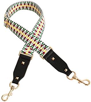 1.5"Wide Adjustable Crossbody Bag Strap Replacement All-Match Canvas Strap for Handbags Purse And Shoulder Strap (Contrast Color Red+Green+Yellow)