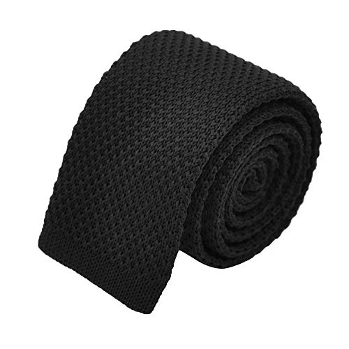 Ecravate - Cravate tricot pour homme. Noir uni. Slim et bout carré Cover