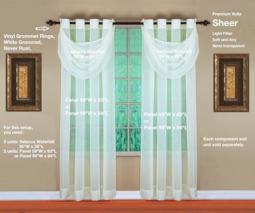 Image of Today's Curtain, Emelia Grommet Sheer Panel 84 inch Ecru, 59 inch W x 84 inch L