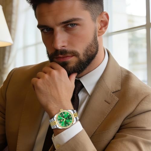 Image of OLEVS Watch for Men Stainless Steel Quartz Business Dress Diamond Large Dial Waterproof Mens Watches with Date Wrist Watch