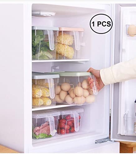 Image of 3 Section Plastic Food Storage Container Fridge Storage Pack of 1 Refrigerator Organizer Container Fridge Storage Jar, Grocery Organizers For Vegetables,Clear with Lid (2 Liter)