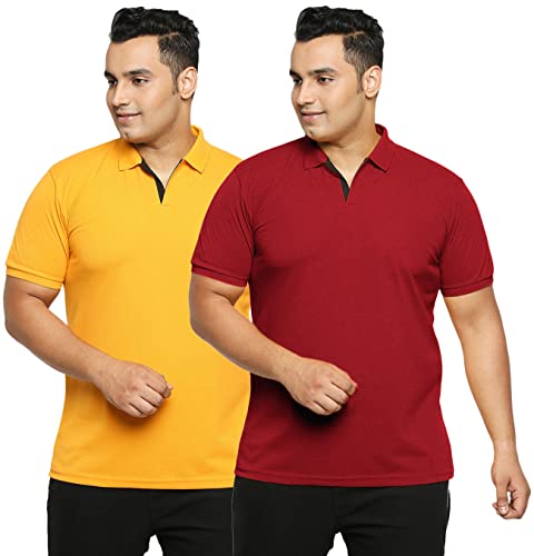 Image of Wear Your Opinion Men's Plus Size Half Sleeve Polo T-Shirt Combo (Set of 2)