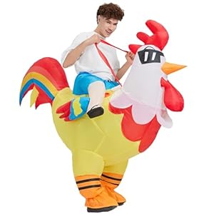 IUTOYYE Aufblasbare Huhn Kostüm Blow Up Hahn Kostüm Lustiges Reiten Hahn Party Halloween Karneval Cosplay für Herren Damen