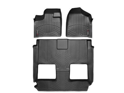 2011-2016 Chrysler Town & Country-Weathertech Floor Liners-Full Set - 1st & 2nd Row - Models with 1 Retention Hook on the Driver Side Floor; 2nd Row Bucket Seating With Stow'n Go-Black