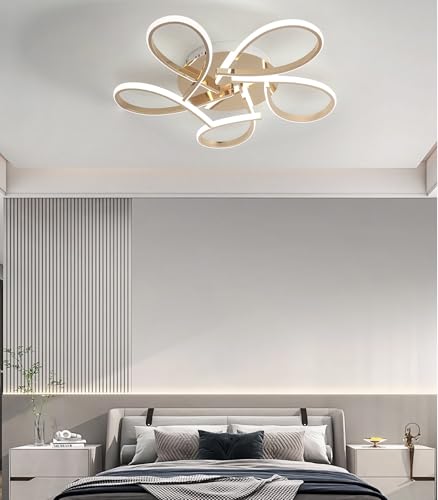 Plafonnier LED variable en forme de fleur, luminaire doré de 55cm et 38W avec sa télécommande - 3