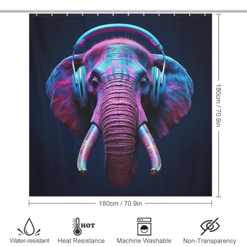 Rideau de douche éléphant en polyester imperméable 183x183cm lavable - 4