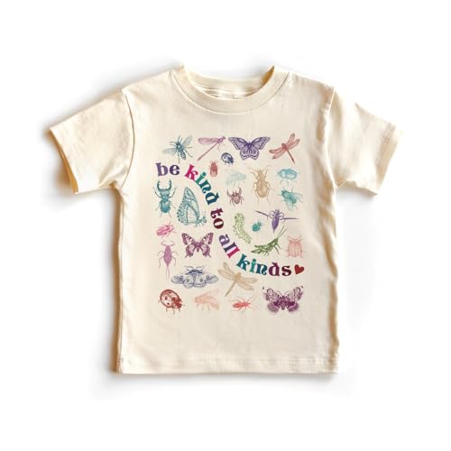 Be Kind To All Kinds Cute Retro Bugs Vintage Insect Shirt For Boys And Girls Boho Natural Toddler & Youth Graphic Tee