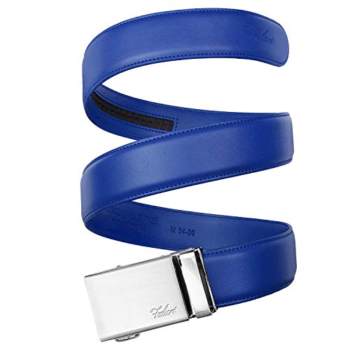 Image of Falari Men Unisex Genuine Leather Ratchet Dress and Casual Belt, Automatic Sliding Buckle, Trim to Fit