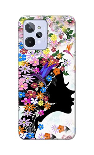 Image of Printed Hard Back Cover Case for Realme C31 Back Cover (Floral Hairstyle Girl) -1803