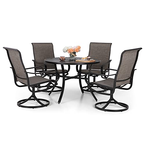 Image of Sophia & William Outdoor Dining Set Patio Dining Set for 4 Round Patio Table and Chairs Set 5 Pieces with Swivel Patio Chairs 42 inch Metal Table for Garden Pool All Weather Brown