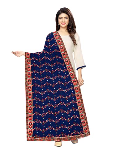 Dupatta Womens Fox Georgette Embroidered- Blue_KT-06