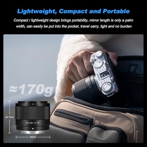 Image of VILTROX 25mm F1.7 Air XF Pocket Dispo Lens AF F /1.7 X-Mount Portable Shot for Fuji Beginner's Lens Auto Fcous APS-C Large Aperture Prime Lenses for Fujifilm