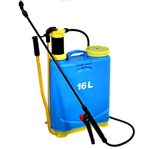 16 Litre Knapsack Sprayer Backpack Pressure Garden Weed Killer Sprayer With Lance And Adjustable Spray Nozzles Portable Manual Hand Pump Action Power Washer Home Crop Chemical Weed Killer