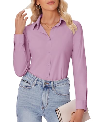 siliteelon Button Down Shirts for Women Slim fit Long Sleeve