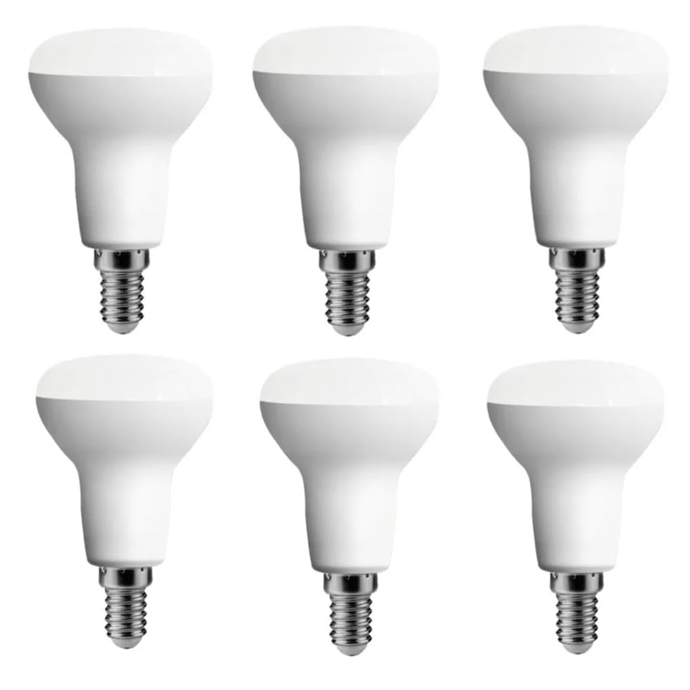 6 Pezzi R50 5W E14 220V LED Bagno Lampada Fungo Lampadina Cucina Camera Luce Lampada Dimmerabile,Cold white