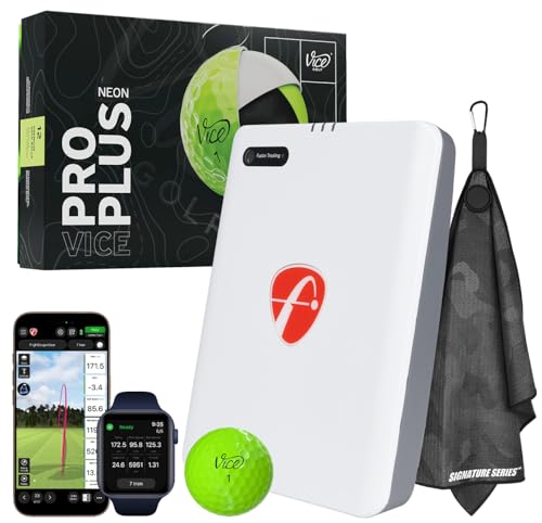 FlightScope Mevo Gen2 Portable Golf Launch Monitor & Simulator with Vice Pro Plus Balls | 18 Data Parameters, 8 E6 Simulation Courses, GPS Overview, Indoor & Outdoor | Signature Series Golf Towel