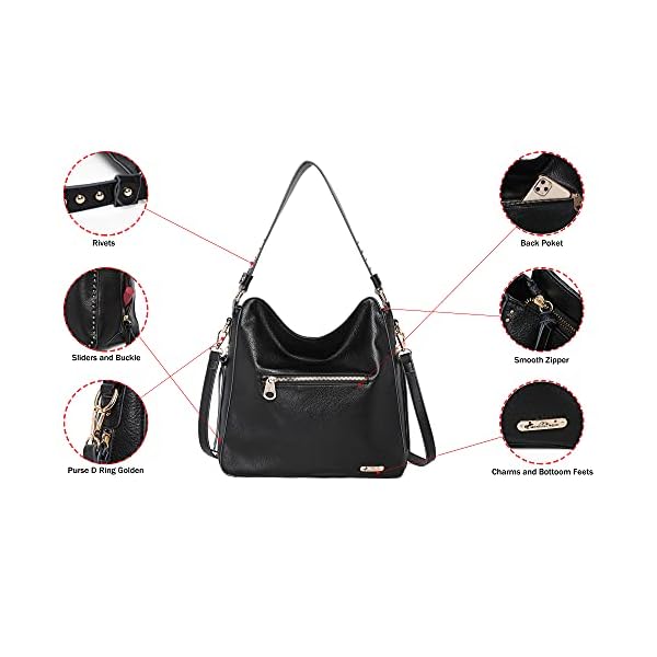 Montana West Large Hobo Handbag for Women Studded Leather Shoulder Bag Crossbody Purse With Tassel MWC-1001BK