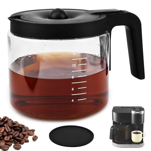 12-CUPS Coffee Maker Glass Carafe Replacement for Keuri-g K-Du o (Not Essentials Model), Replacement 12-Cup Coffee Pot Carafe, Comfortable Ergonomic Handle