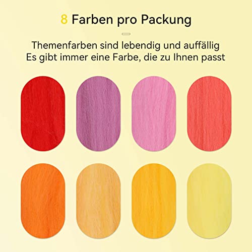 Namner 80 g Filzwolle Trockenfilzen von 8 Farbe, Nadel Filz Zubehör, Wolle Roving Starter Kit für Starter DIY Handwerk, Sommer