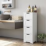 FOTOSOK Bathroom Storage Cabinet, Bathroom Cabinet with 4 Drawers, 11.8” x 11.8” x 32.5” Freestanding Entryway Cupboard Storage Organizer Unit Home Furniture Decor, White - Image 4