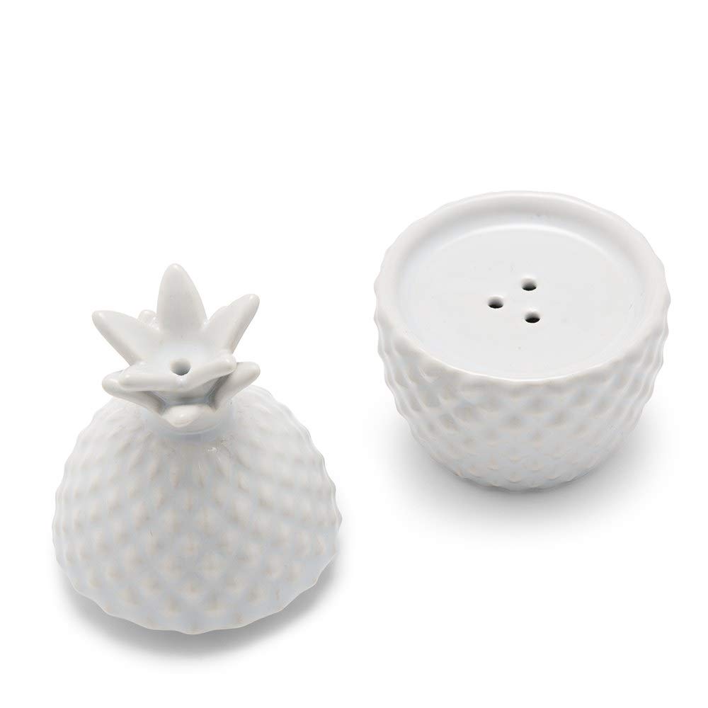 Salière et poivrière ananas empilés en céramique blanche et jaune lot de 2