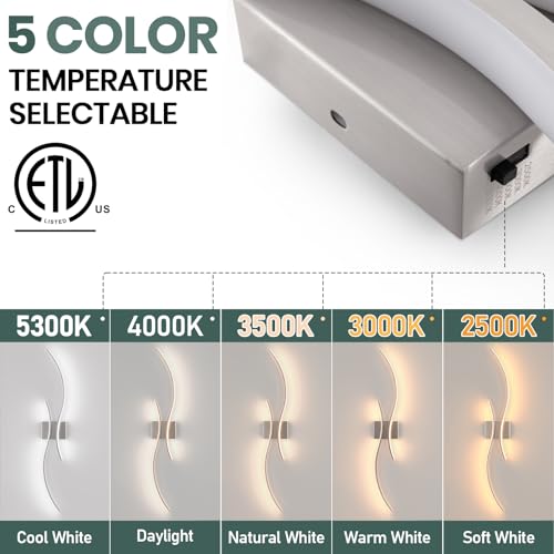 Image of CANEOE Modern Wall Sconce Set of, 5CCT Dimmable Indoor Led Wall Sconce Lighting Set of 2, 31.5 Inch Wall Light Fixtures, Chrome Led Wall Lamps for Living Room Bedroom Bathroom Hallway