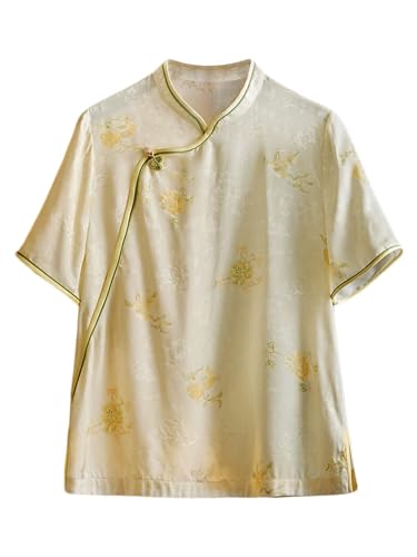 Chemisier d'été en soie jacquard femme vetement leger fluide et respirant haut mode 344