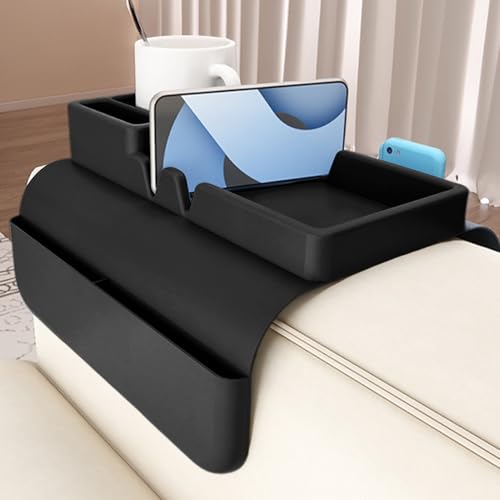 Bandeja de sofá para brazo de sillón con soporte para teléfono y vasos largos 4