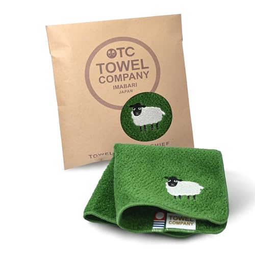 TOWEL COMPANY 今治タオル ハンカチ 22×22cm ギフト 刺繍 動物パレード (ヒツジ（エバーグリーン）)のサムネイル