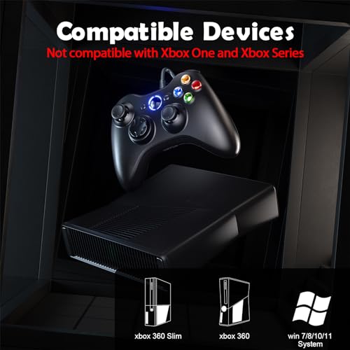 Image of Gamrombo Wired Controller for Xbox 360-2 Pack, Compatible with xbox 360 /360 S /360 E, with Dual-Vibration, 2.5mm headphone Jack(Black+White)